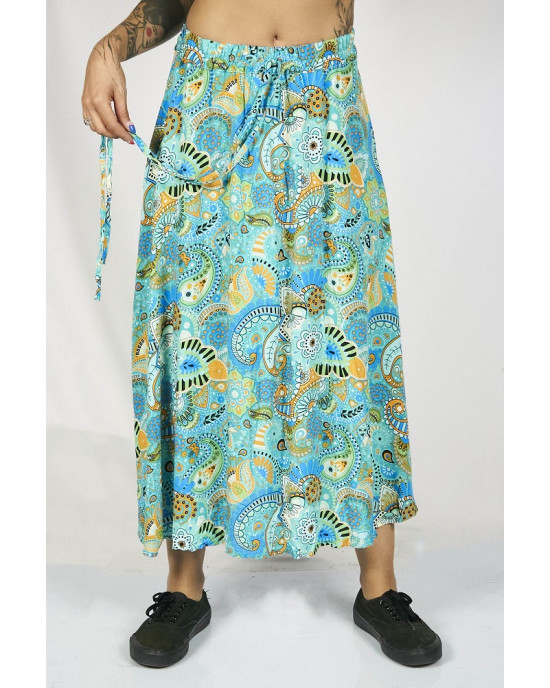 Φούστα Maxi Floral Μπλε Ανοιχτό