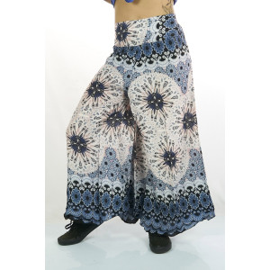 Παντελόνα Καμπάνα Floral Ψηλόμεση Λευκή