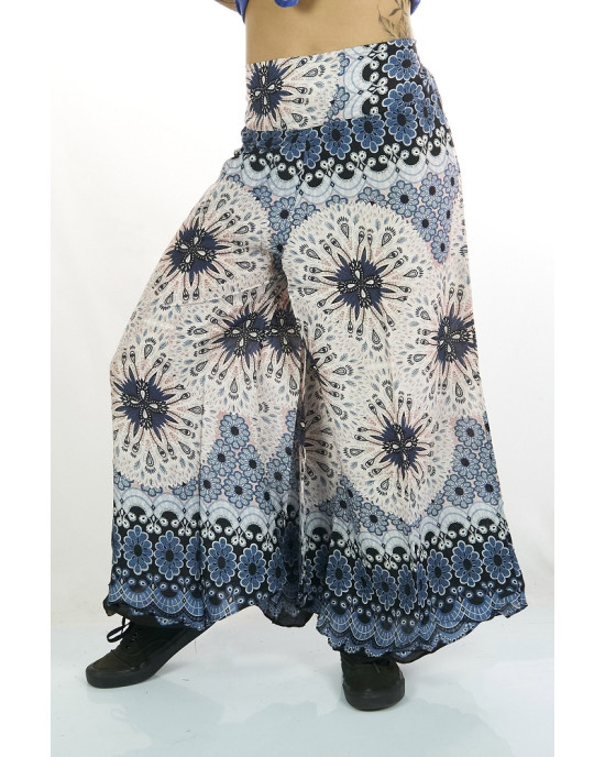 Παντελόνα Καμπάνα Floral Ψηλόμεση Λευκή