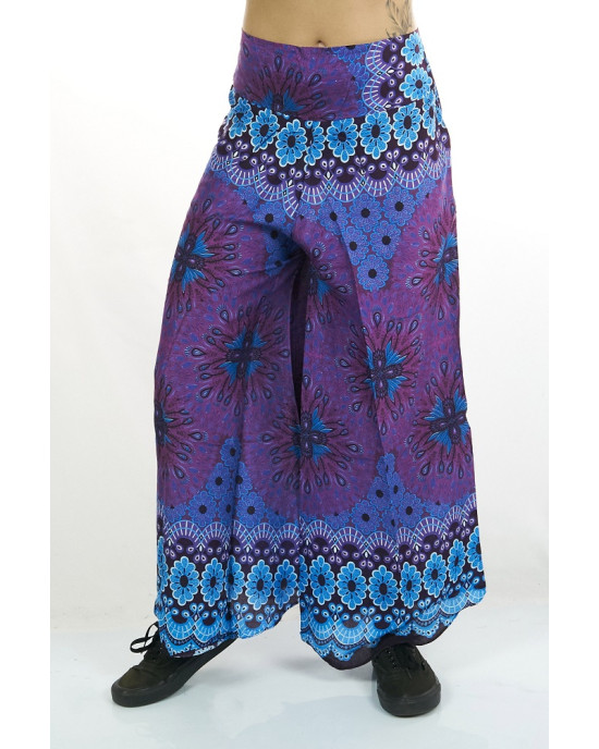 Παντελόνα Καμπάνα Floral Mandala Γαλάζια Μωβ