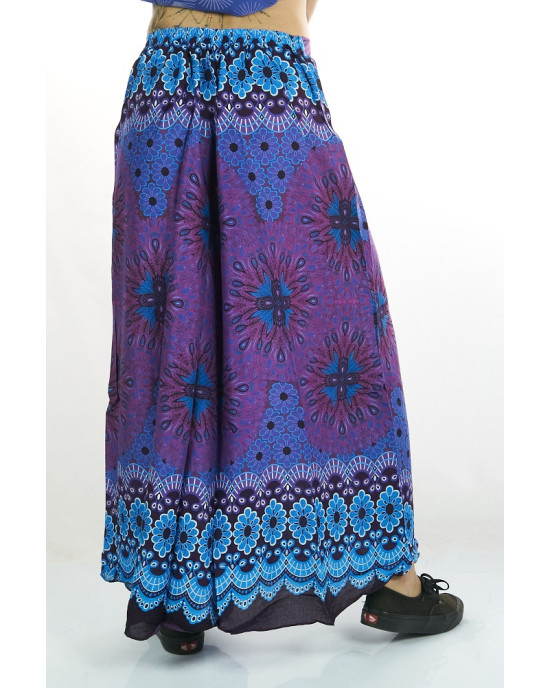 Παντελόνα Καμπάνα Floral Mandala Γαλάζια Μωβ