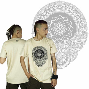 T-Shirt Mandala Dark Dharma Μπεζ