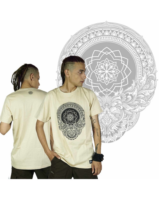 T-Shirt Mandala Dark Dharma Μπεζ