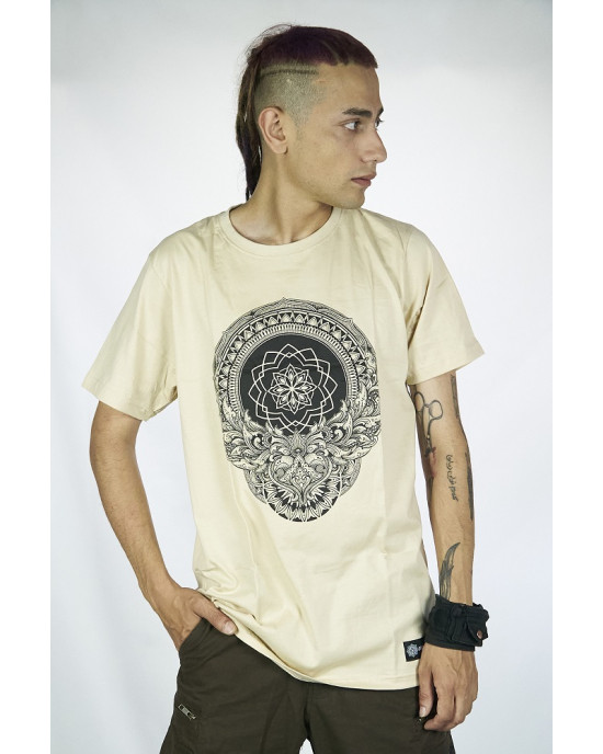 T-Shirt Mandala Dark Dharma Μπεζ