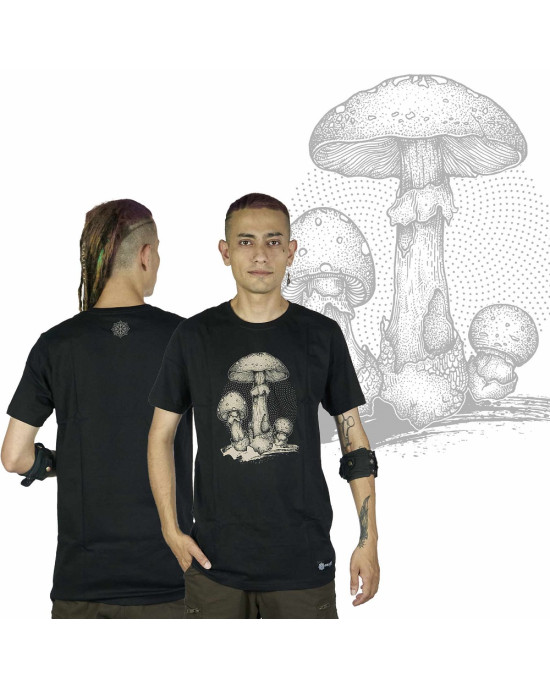 T-Shirt Mandala Amanita Μαύρο 