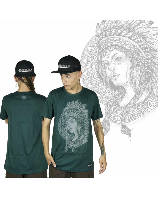 T-Shirt Mandala Aztec Woman Πράσινο