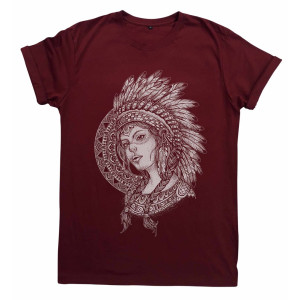 T-Shirt Mandala Aztec Woman Μπορντό