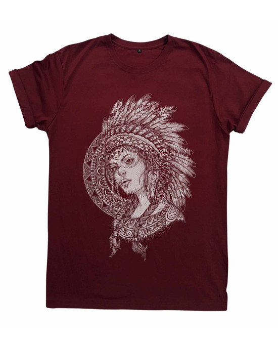 T-Shirt Mandala Aztec Woman Μπορντό