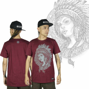 T-Shirt Mandala Aztec Woman Μπορντό