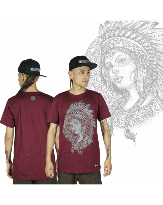 T-Shirt Mandala Aztec Woman Μπορντό