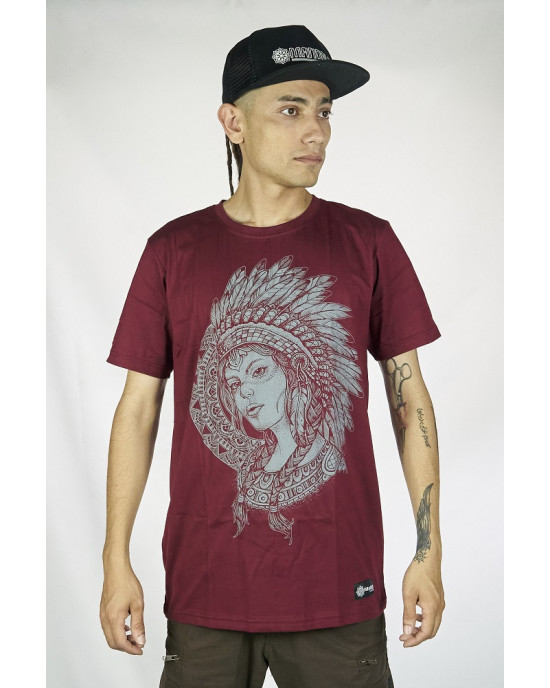 T-Shirt Mandala Aztec Woman Μπορντό
