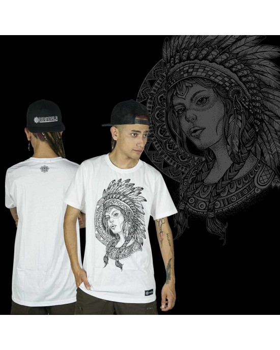 T-Shirt Mandala Aztec Woman Άσπρο