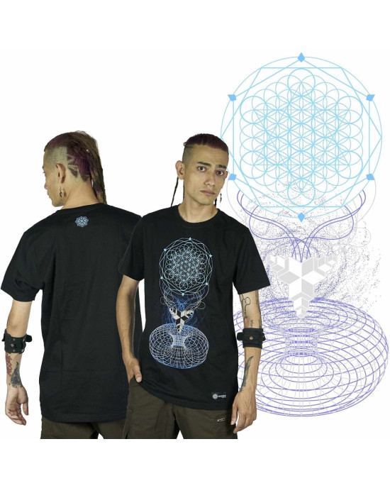 T-Shirt Mandala Crystal Portal Μαύρο