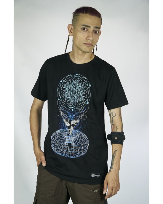 T-Shirt Mandala Crystal Portal Μαύρο