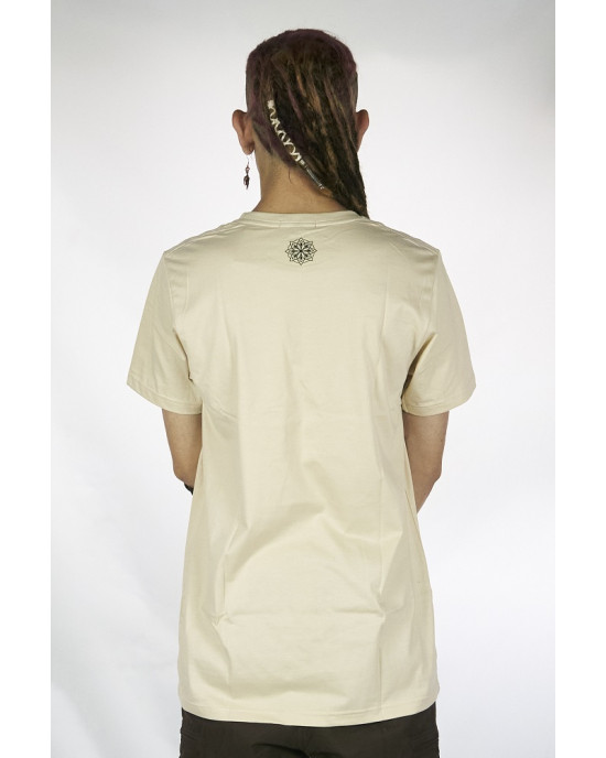 T-Shirt Mandala Dragon Flower Μπεζ