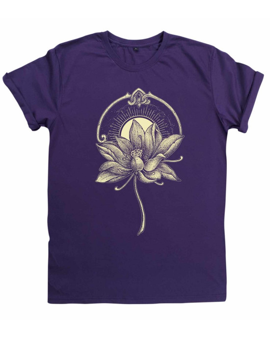 T-Shirt Mandala Dragon Flower Μωβ