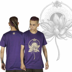 T-Shirt Mandala Dragon Flower Μωβ