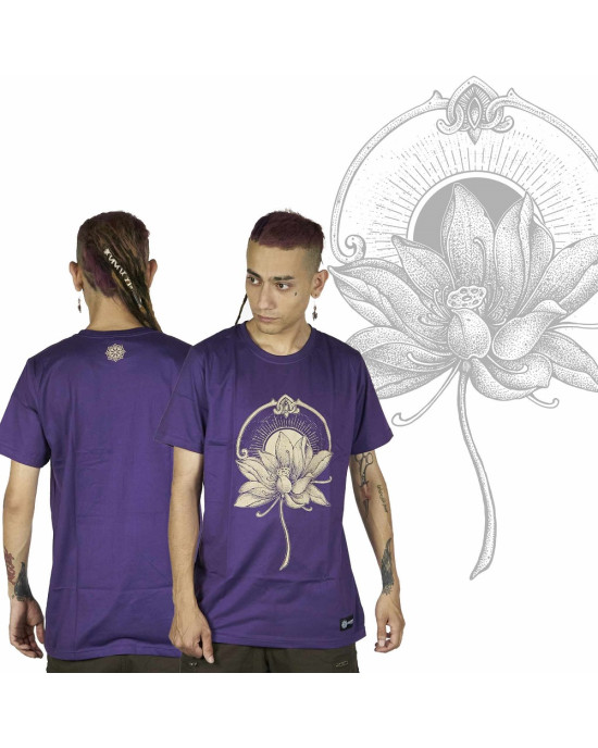 T-Shirt Mandala Dragon Flower Μωβ