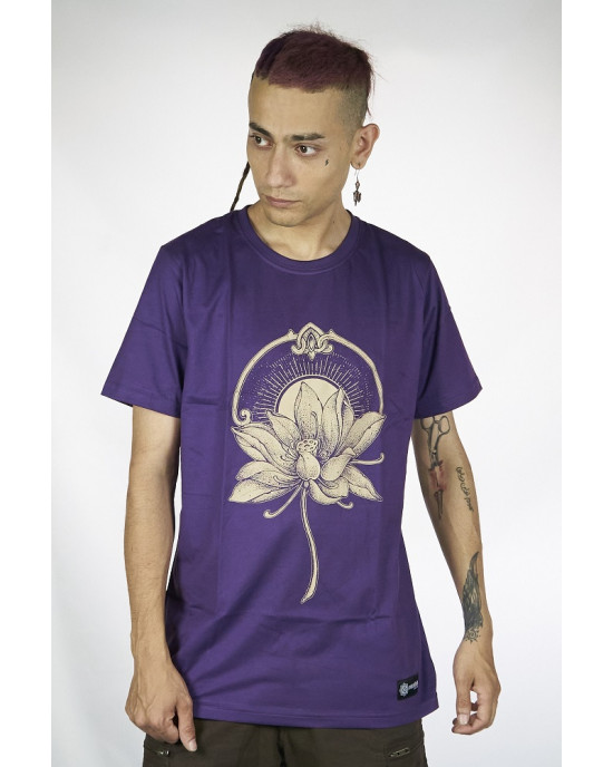 T-Shirt Mandala Dragon Flower Μωβ