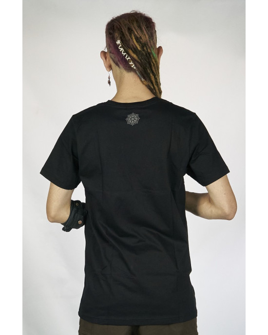 T-Shirt Mandala Fractal Funghi Μαύρο 