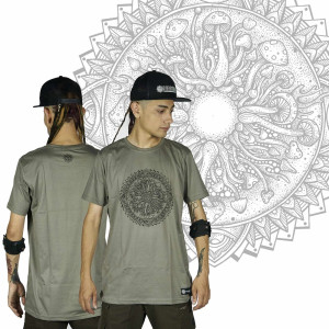 T-Shirt Mandala Fractal Funghi Ανοιχτό Καφέ