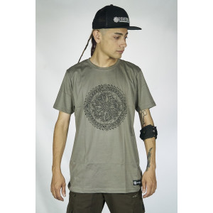 T-Shirt Mandala Fractal Funghi Ανοιχτό Καφέ