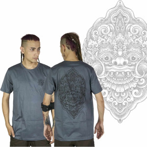T-Shirt Mandala Laughing Barong Γκρι   