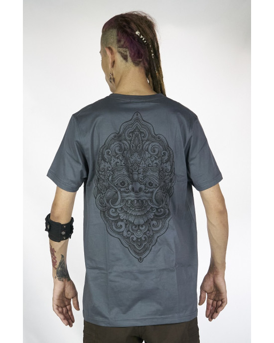 T-Shirt Mandala Laughing Barong Γκρι   