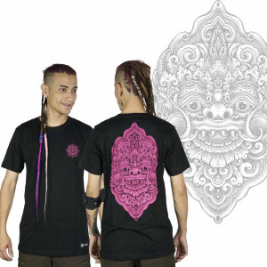 T-Shirt Mandala Laughing Barong Μαύρο Μωβ