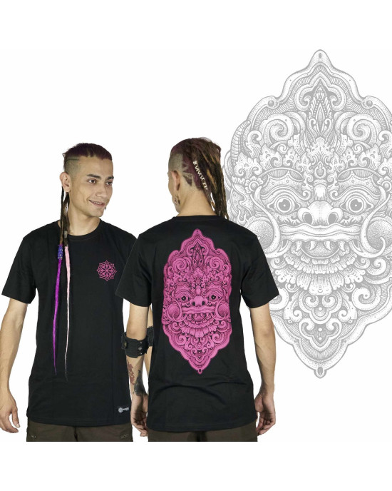 T-Shirt Mandala Laughing Barong Μαύρο Μωβ