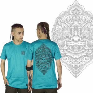 T-Shirt Mandala Laughing Barong Τιρκουάζ