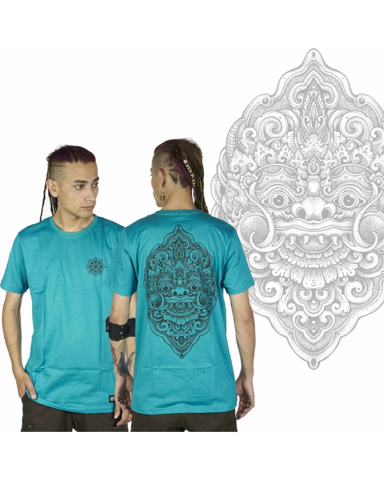 T-Shirt Mandala Laughing Barong Τιρκουάζ