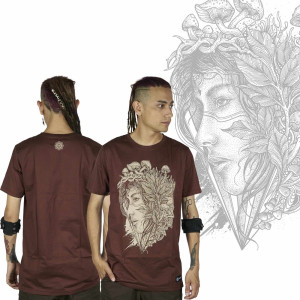 T-Shirt Mandala Magic Shroom Fairy Καφέ