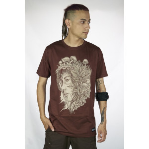 T-Shirt Mandala Magic Shroom Fairy Καφέ
