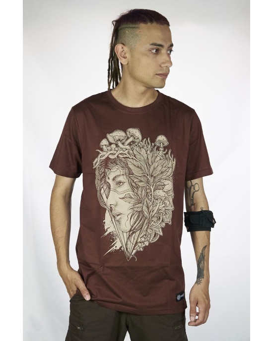 T-Shirt Mandala Magic Shroom Fairy Καφέ