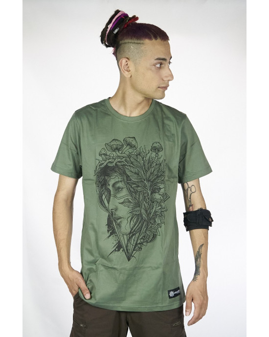 T-Shirt Mandala Magic Shroom Fairy Χακί
