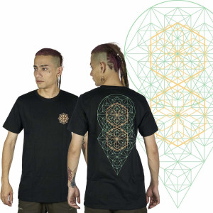 T-Shirt Mandala Sacred Hexagonal Μαύρο 
