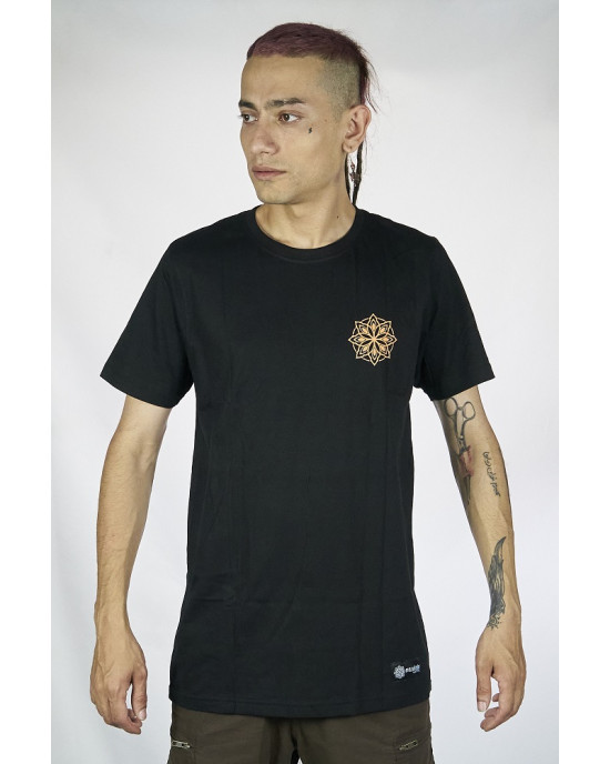 T-Shirt Mandala Sacred Hexagonal Μαύρο 