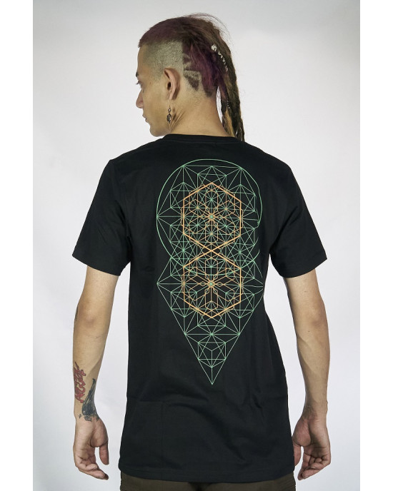 T-Shirt Mandala Sacred Hexagonal Μαύρο 