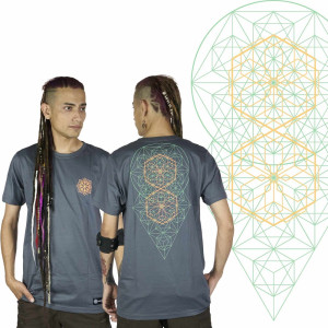 T-Shirt Mandala Sacred Hexagonal Γκρι