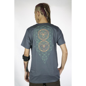 T-Shirt Mandala Sacred Hexagonal Γκρι