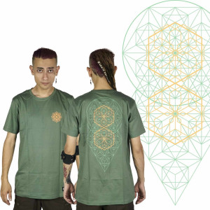 T-Shirt Mandala Sacred Hexagonal Χακί