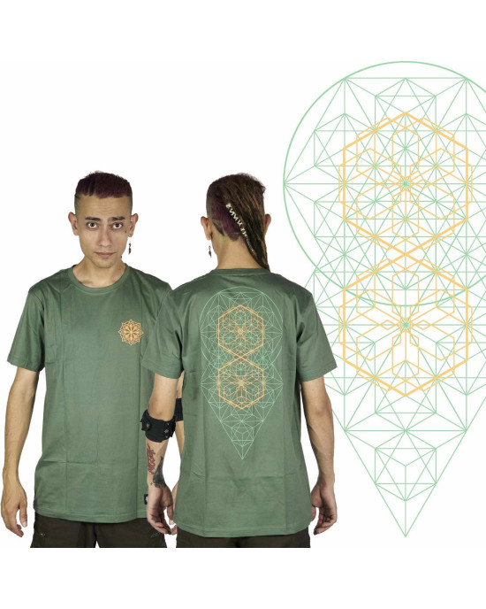 T-Shirt Mandala Sacred Hexagonal Χακί