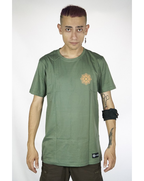 T-Shirt Mandala Sacred Hexagonal Χακί