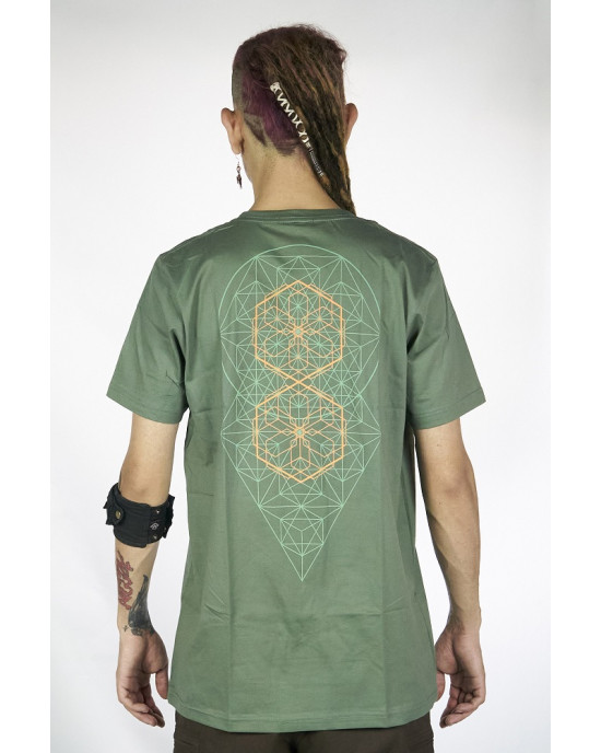 T-Shirt Mandala Sacred Hexagonal Χακί