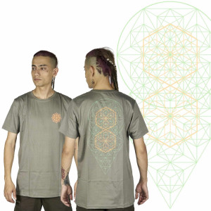 T-Shirt Mandala Sacred Hexagonal Ανοιχτό Καφέ