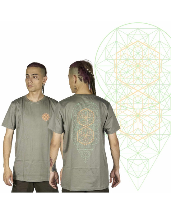 T-Shirt Mandala Sacred Hexagonal Ανοιχτό Καφέ