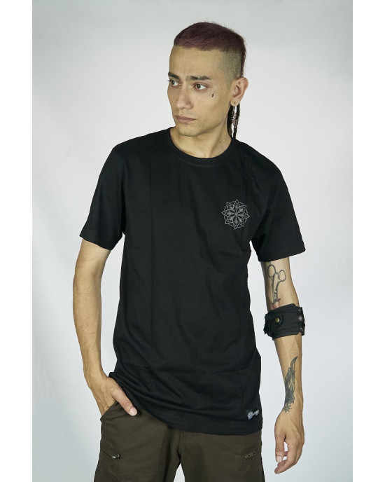 T-Shirt Mandala Shamanic Rangda Butterfly Μαύρο