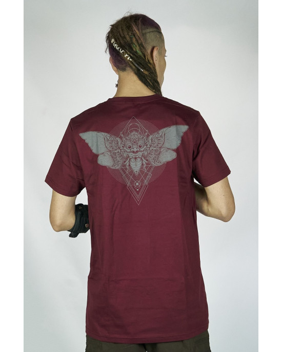 T-Shirt Mandala Shamanic Rangda Butterfly Μπορντώ