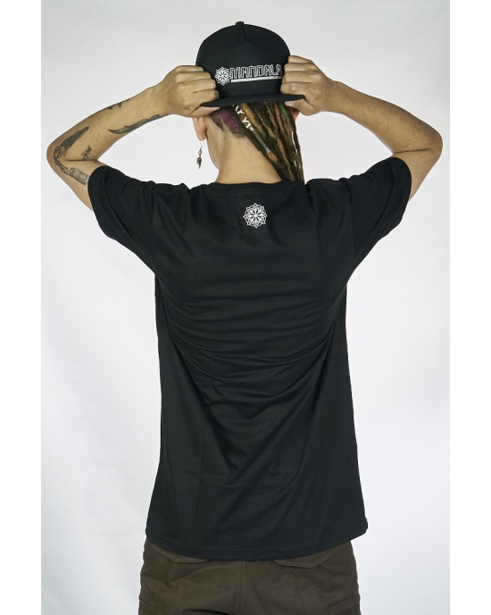 T-Shirt Mandala Skull Shroom Μαύρο